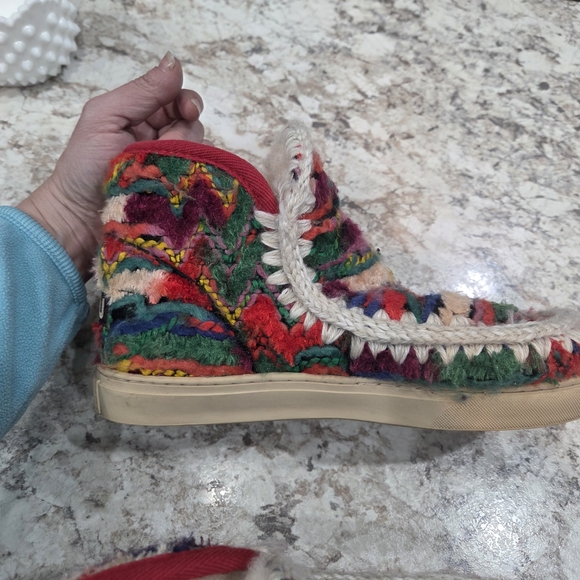 Mou Woven Lined Multicolor Knit Slip-On Eskimo Ankle Boots Size 8.5/9Free People - Picture 11 of 11